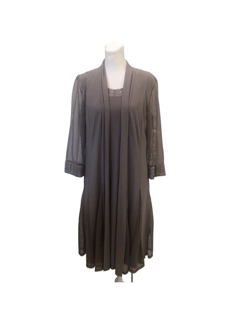 R&M Richards Size 10 two piece evening dress. Taupe  mother of the bride/groom